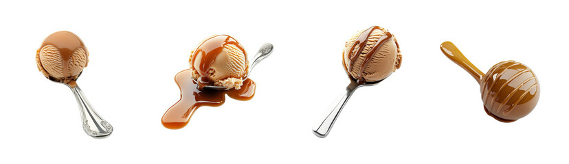 Fototapeta premium Caramel Ice Cream Scoop Set 