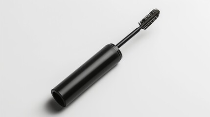 Fototapeta premium A single mascara tube with a sleek black design, isolated on a white background.