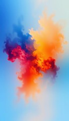 Obraz premium a cloud of red and yellow colors in the blue background