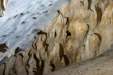 Interior of the large hall of old Karain cave, hidden in Mediterranean region. Confirms human...