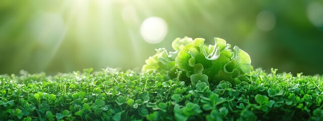 A hydroponic farming demonstration with green oak lettuce.