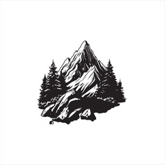 black and white silhouettes of mountains