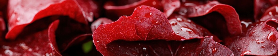 A macro shot highlighting the intricate textures of red oak lettuce.