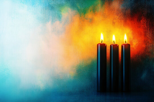 Elegant black candles with vibrant flames, perfect for meditation, relaxation, or holiday decor. Enhances tranquil atmospheres for events like spa days or Thanksgiving.