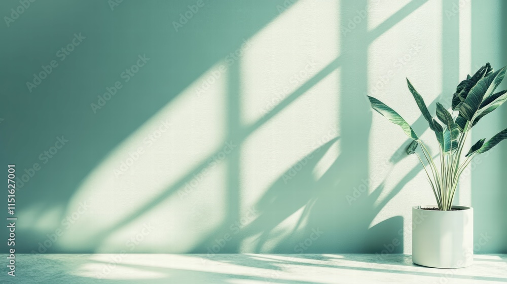 Poster creating soft mint green minimal gradient background with text space for design projects