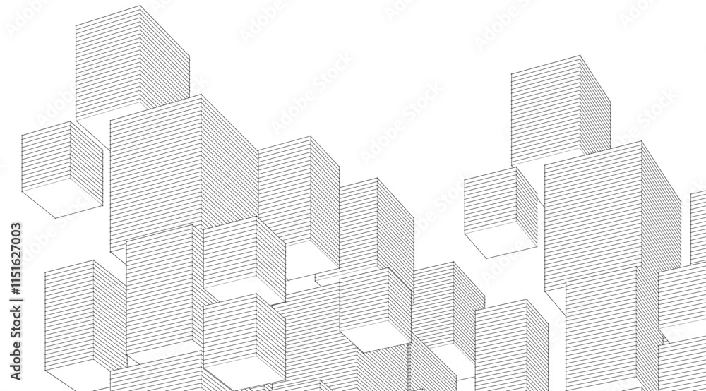 Poster  abstract modular architecture 3d rendering