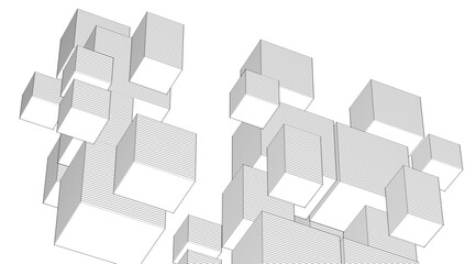  abstract modular architecture 3d rendering