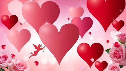 Valentine's day romantic red rose with love shape hd wallpaper background