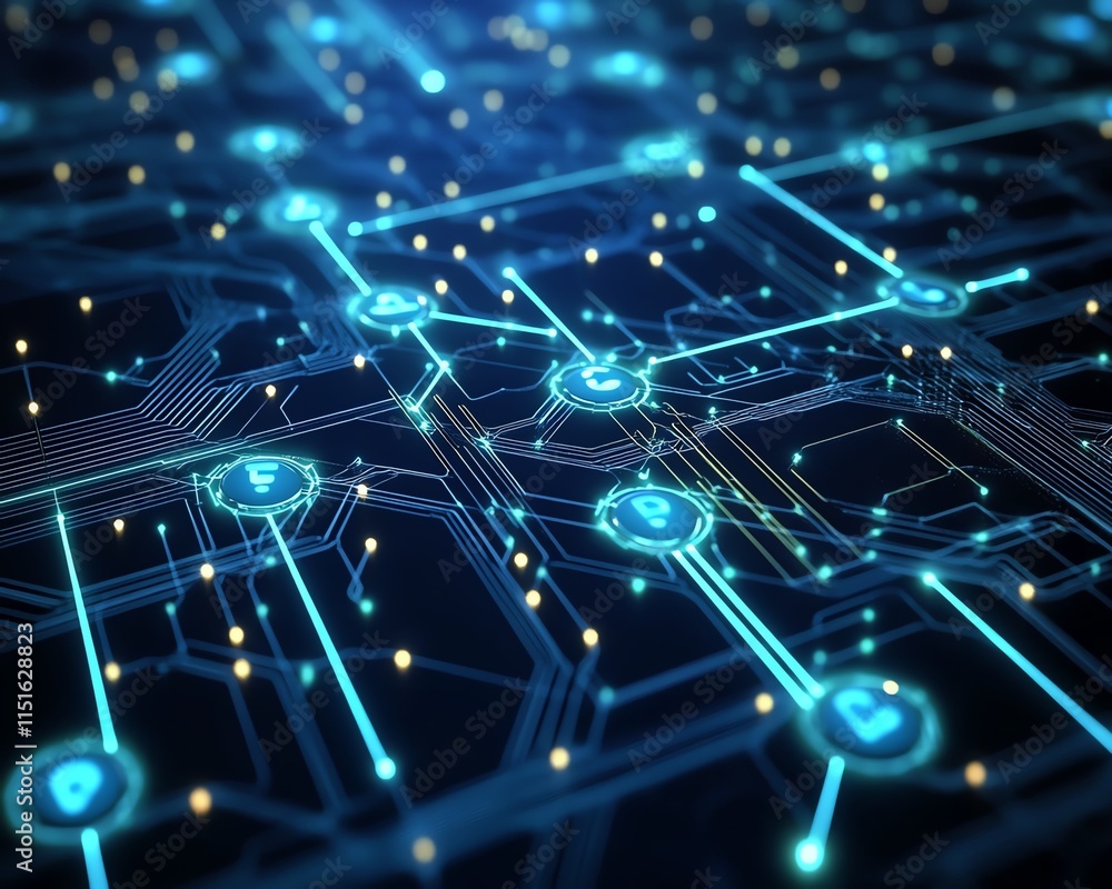 Poster a 3d digital rendering of social network technologies, showcasing user icons connected by lines on a