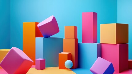 Obraz premium Abstract Colorful 3D Geometric Shapes Composition