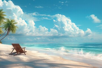 Tranquil Beach Escape with a Sun-Kissed Chair