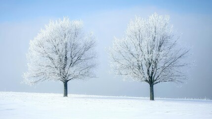 Serene Winter Landscape with Snow-Covered Trees