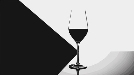 Elegant Wine Glass Silhouette Black White Vector