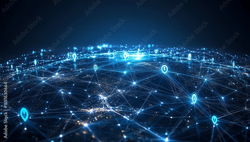 Poster a futuristic 3d rendering of social network technologies