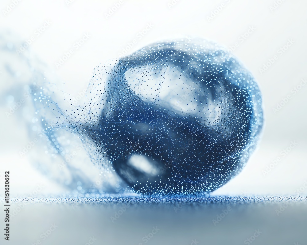 Aufkleber a futuristic 3d rendering of a digital globe with blue holographic connections, surrounded by a netw