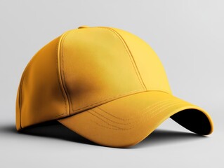 Fototapeta premium Mockup of a bright yellow mustard cap displayed against a clean, light background for design purposes