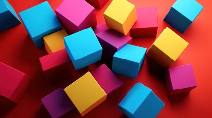 Obraz premium Vibrant Colorful Cubes Abstract Composition