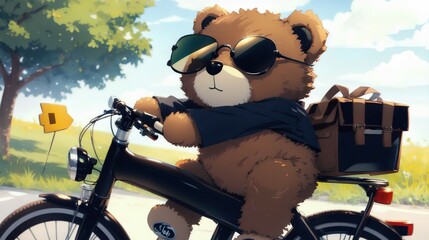 自転車を運転するクマ