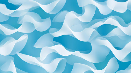 Fototapeta premium Soft zephyr shapes in a repeating pattern on blue background, playful, whimsical, imaginative, fantasy. Zephyrous. Illustration