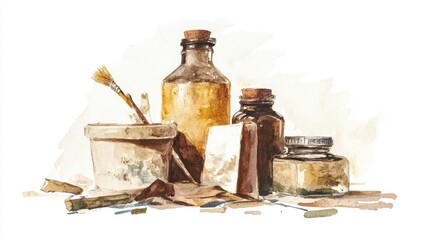Declutter for a Cause Month Vintage art supplies still life for creative projects and design inspiration