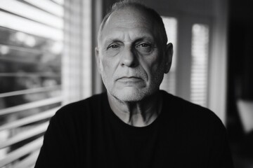 Obraz premium Black and white portrait of a serious older man.