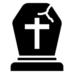 Obraz premium Tombstone Glyph Icon, Black And White Glyph Icon Symbol