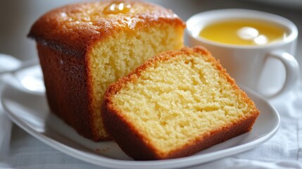 Yogurt And Honey Olive Oil Cake Lemon drizzle cake with honey glaze and tea for a cozy afternoon treat