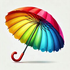 colorful rainbow umbrella on white background