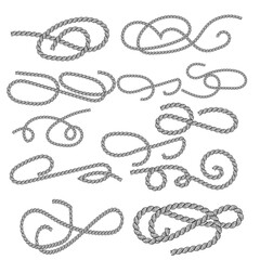 Set of different shape rope frame brush, border vector