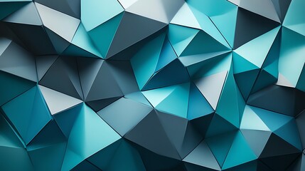 Abstract geometric background. Interlocking teal and gray polygons create a dynamic, textured surface.