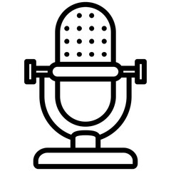 Microphone Outline Icon, Black And White Outline Icon Symbol