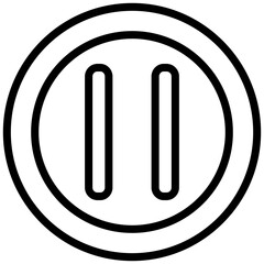 Pause Outline Icon, Black And White Outline Icon Symbol