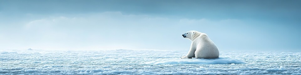 Obraz premium polar bear sitting on ice floe in arctic its fur blending with snowy surroundings
