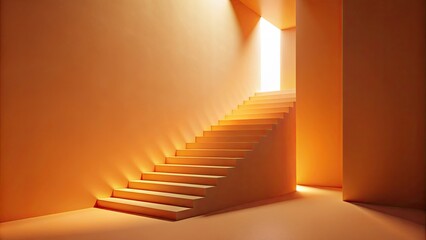 Illuminated Staircase Ascending to a Bright Future in an Amber Setting