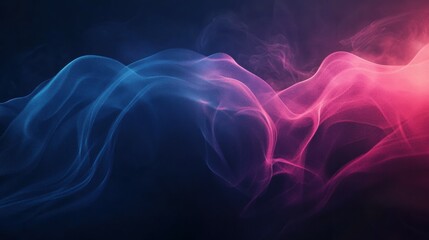 Ethereal Waves of Blue and Pink Light Flowing in a Dark Background