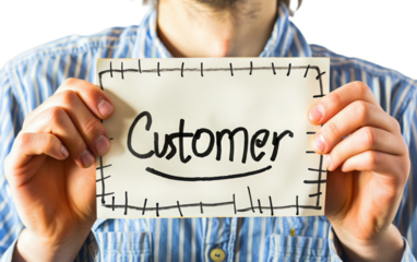 Artistic Illustration of Person Holding Customer Feedback with a Smile Isolated on Transparent Background PNG