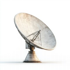 Compact Satellite Dish Antenna Technology Isolated on a White Background