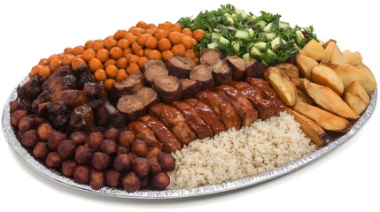 Obraz premium Moroccan Couscous Royale with Mixed Meats and Fresh Vegetables
