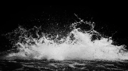  Water splash on black and white background