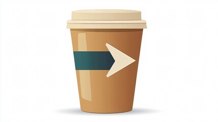 Coffee Cup with Arrow Icon Vector: 2D Flat Visual for Professional Use