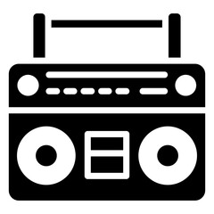 Radio Tape Glyph Icon, Black And White Glyph Icon Symbol