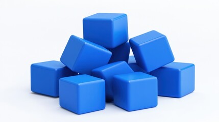 Pile of Blue Cubes: A 3D Render of Stacked Blocks