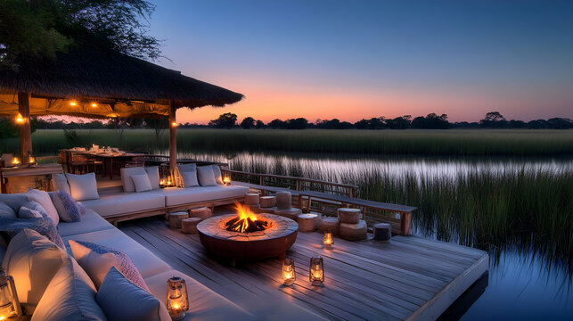 Luxury African Sunset: Relaxing Getaway at a Secluded Riverfront Resort