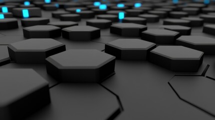 Abstract Hexagon Pattern: Dark Grey and Cyan Lights