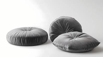 Elegant gray round pillows for modern decor. Zephyrous. Illustration