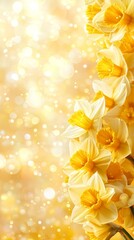 Fototapeta premium A bunch of yellow daffodils on a yellow background