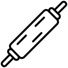 Rolling Pin Outline Icon, Black And White Outline Icon Symbol