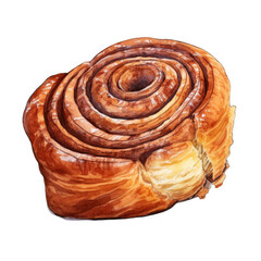 Watercolor Painting Of A Delicious Cinnamon Roll