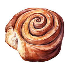 Fototapeta premium Watercolor Painting of a Delicious Cinnamon Roll