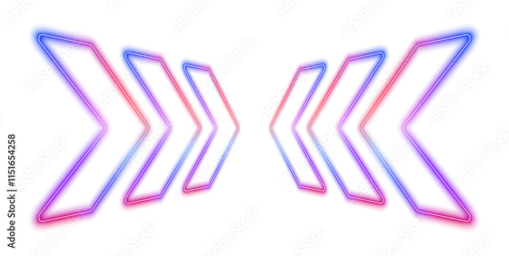 Poster a modern neon arrow design cuts through a white background, emitting a glowing light effect. this ab